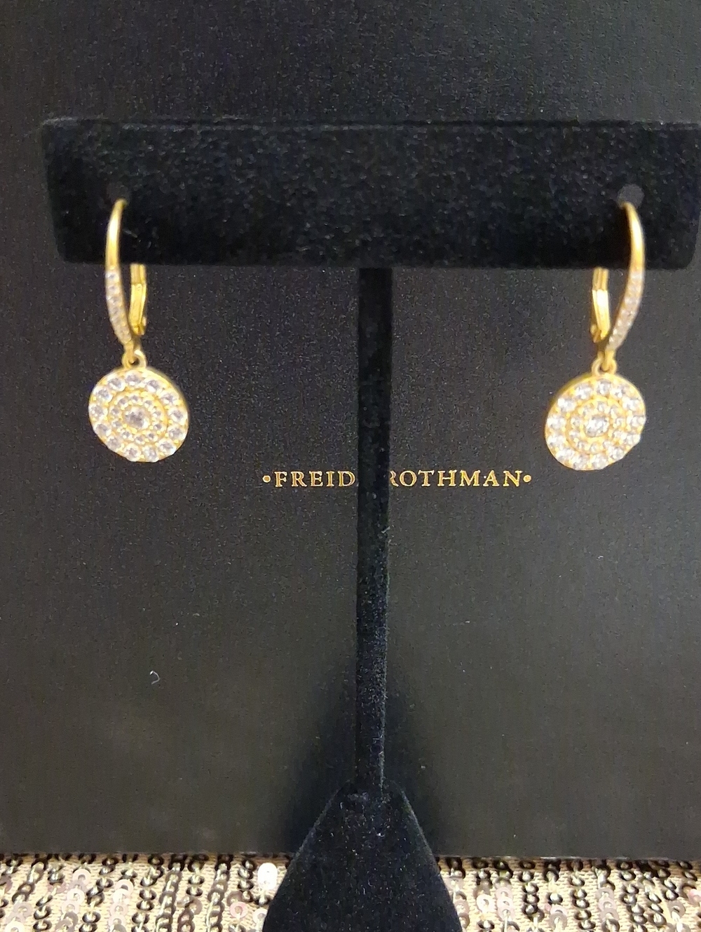 Freida Rothman Pavé Disc Leverback Earrings